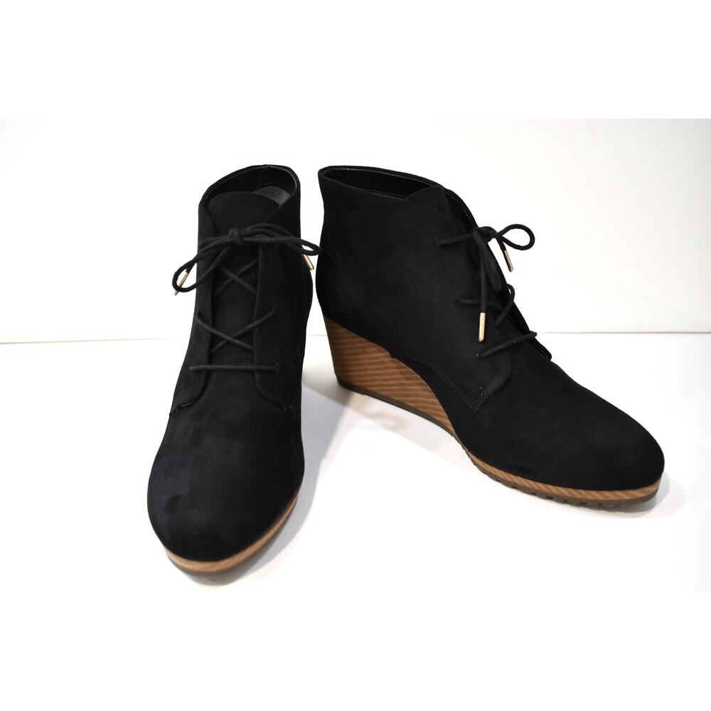 Dr Scholls Ankle Boot Wedge Booties Women's Size 11M Lace Up Black